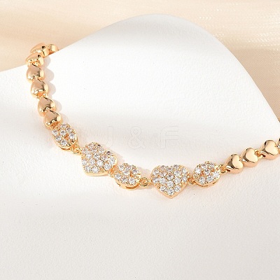 Brass Micro Pave Cubic Zirconia Link Chain Bracelets KK-R217-38G-1
