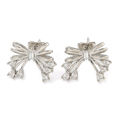 Bowknot Brass Micro Pave Cubic Zirconia Stud Earrings for Women EJEW-P275-05P-1