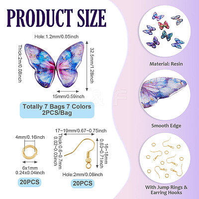 DIY Butterfly Wings Epoxy Resin Dangle Earring Making Kits DIY-TA0012-74-1