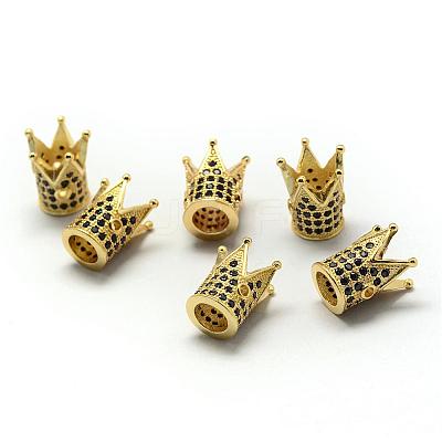 Rack Plating Brass Cubic Zirconia Beads ZIRC-S034-01G-1