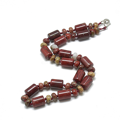 Natural Red Rainbow Jasper Beaded Necklaces NJEW-S392-19-1