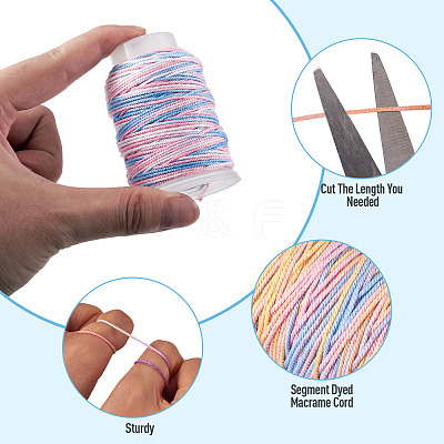 3 Rolls 3 Colors Segment Dyed Macrame Cotton Cord OCOR-TA0004-20A-1