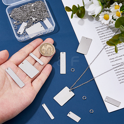 DIY Stainless Steel Rectangle Charm Necklaces Making Kits DIY-HS0001-86-1