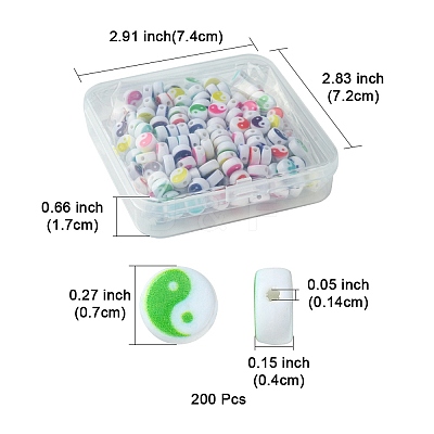 200Pcs Printed Opaque Acrylic Beads OACR-FS0001-54-1