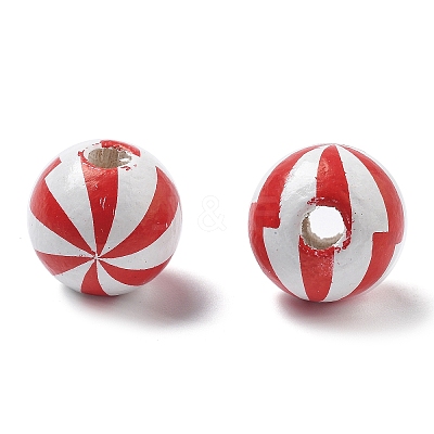Printed Schima Wood European Beads WOOD-G023-15B-1