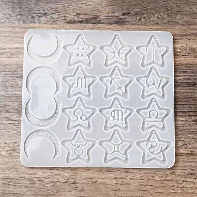 Twelve Constellations Moon & Star Pendants Silicone Molds DIY-G073-03-1