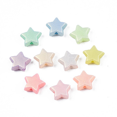 Spray Painted Frosted Opaque Acrylic Beads ACRP-S679-43A-1