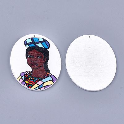 Printed Wooden Big Pendants X-WOOD-S050-09K-1