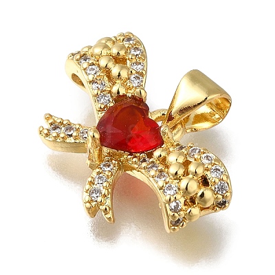 Rack Plating Brass Micro Pave Cubic Zirconia Pendants KK-G500-27G-1