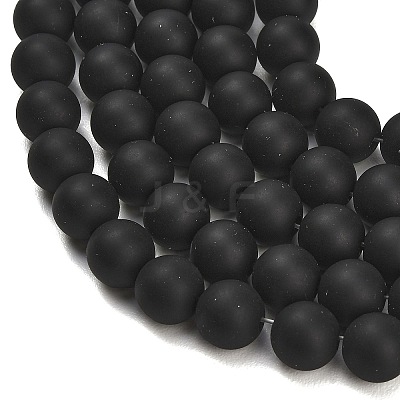Natural Brazil Black Onyx(Dyed & Heated) Beads Strands G-Z024-01B-10mm-01-1