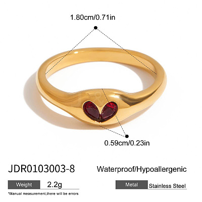304 Stainless Steel Cubic Zirconia Finger Rings FS-WG9EDCA-02-1