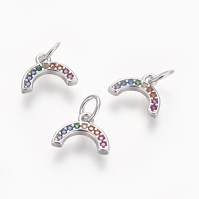 Brass Cubic Zirconia Charms LS-ZIRC-E162-14P-1