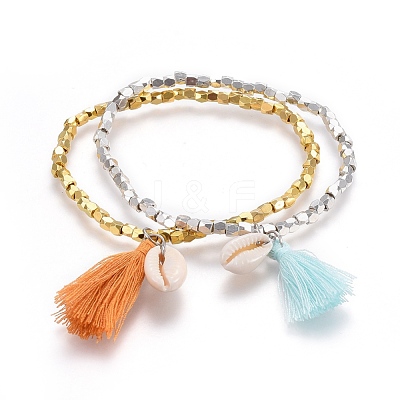 Brass Beads Stretch Bracelets BJEW-JB04056-1