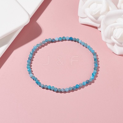3mm Natural Apatite Beads Stretch Bracelet for Girl Women BJEW-JB07284-04-1