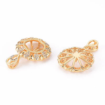 Brass Micro Pave Clear Cubic Zirconia Peg Bails Pendants KK-T062-104G-NF-1