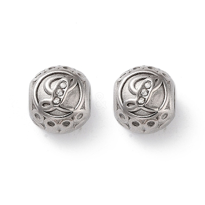 304 Stainless Steel Rhinestone European Beads STAS-A092-10L-P-1