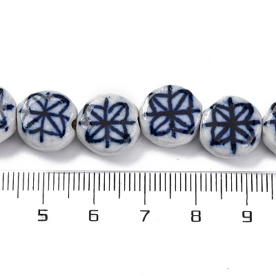 Handmade Blue and White Porcelain Beads Strands PORC-I027-15B-1