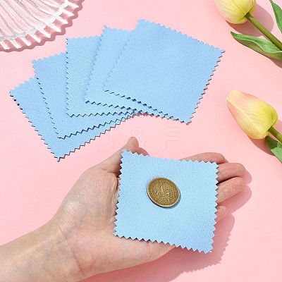 15Pcs Faux Suede Fabric Square Silver Polishing Cloth AJEW-FS0001-44-1
