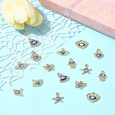 16Pcs 8 Styles UV Plating Alloy Enamel Pendants FIND-FS0002-74-1