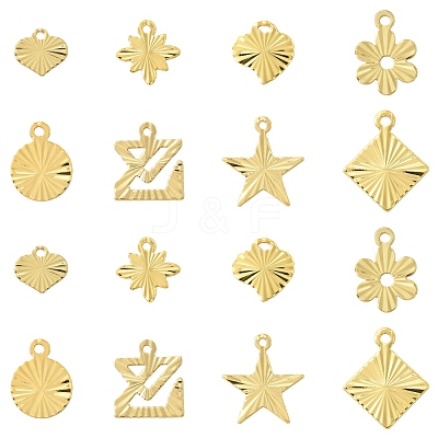 32Pcs 8 Styles Rack Plating Brass Charms KK-FS0001-53-1