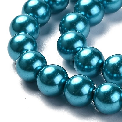 Eco-Friendly Dyed Glass Pearl Round Beads Strands HY-A002-12mm-RB073N-1