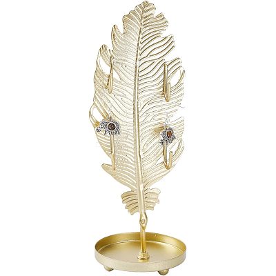 Iron Earring Display Stands with Round Tray EDIS-WH0016-018A-1