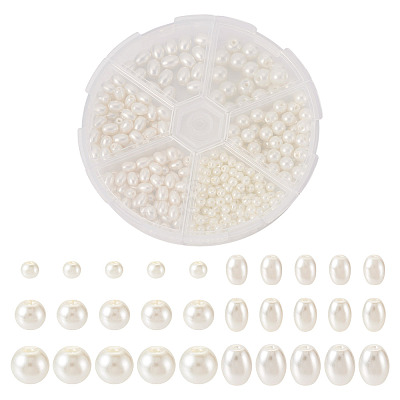 410Pcs 6 Styles Glass Pearl Beads HY-TA0003-04B-1