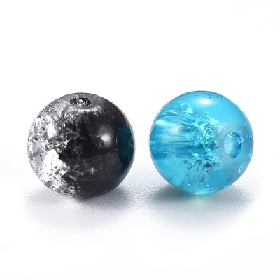 5 Colors Spray Painted & Baking Paint Crackle Glass Beads CCG-X0010-11-8mm-1