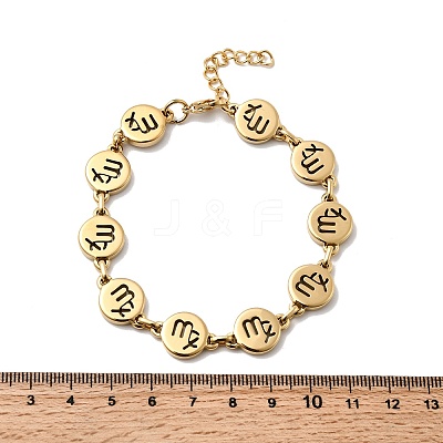 12 Constellations 304 Stainless Steel Link Chain Bracelets BJEW-I239-01G-08-1