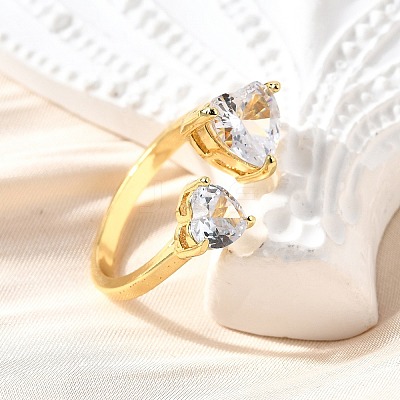 Brass Micro Pave Cubic Zirconia Cuff Rings for Women RJEW-F181-10G-01-1
