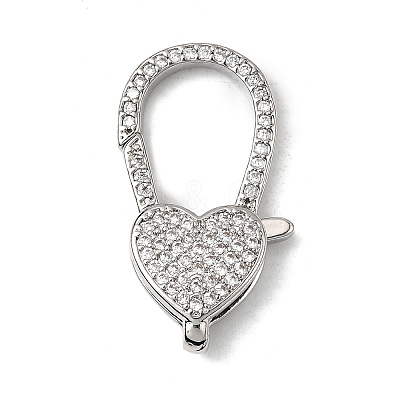 Brass Clear Cubic Zirconia Lobster Claw Clasps KK-Z078-46C-P-1