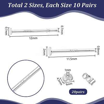 925 Sterling Silver Flat Pad Stud Earring Findings STER-PH0002-76-1