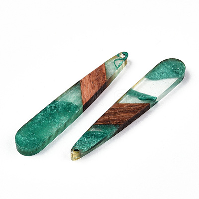 Transparent Resin & Walnut Wood Big Pendants X-RESI-ZX017-26-1