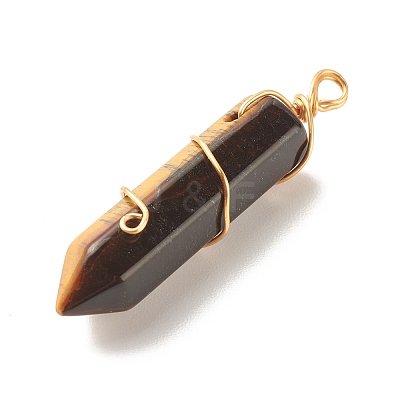 Natural Mixed Gemstone Pointed Pendants PALLOY-JF01502-1