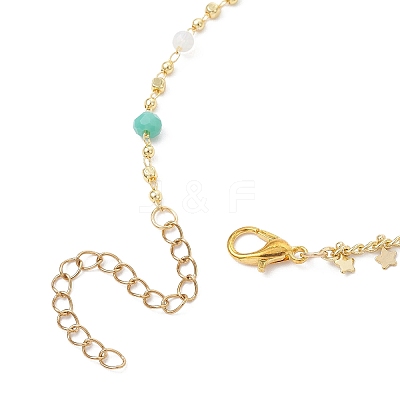 2Pcs 2 Styles Brass Star Tassel Handmade Glass Link Chain Anklet Sets AJEW-AN00761-1