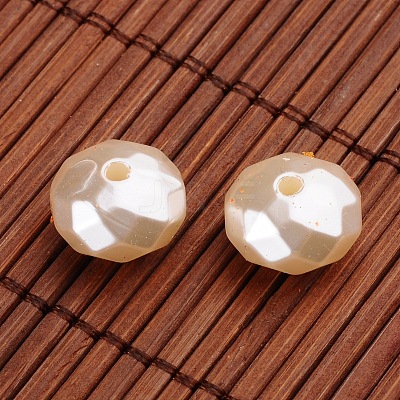 Faceted Rondelle Imitation Pearl Acrylic Beads OACR-L004-3604-1