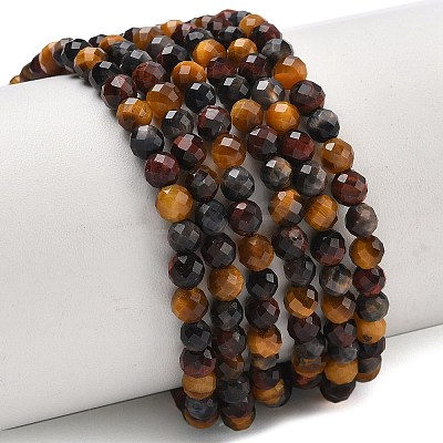 Three-Color Natural Tiger Eye Beads Strands G-L642-F08-4mm-1