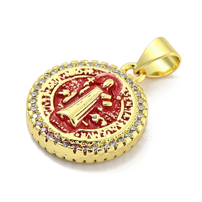 Rack Plating Brass Micro Pave Cubic Zirconia Pendants KK-B091-22G-05-1