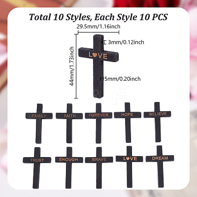 100Pcs 10 Styles Wooden Pendants WOOD-GA0001-93B-1