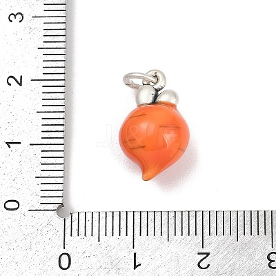 Fine Silver Dark Orange Enamel Fruit Pendants STER-F060-01AS-01-1
