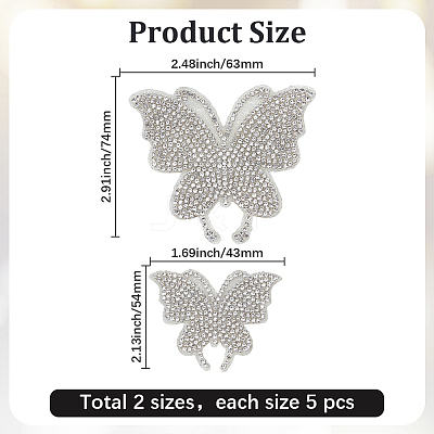 10Pcs 2 Styles Glass Rhinestone Car Stickers STIC-GF0001-42B-1