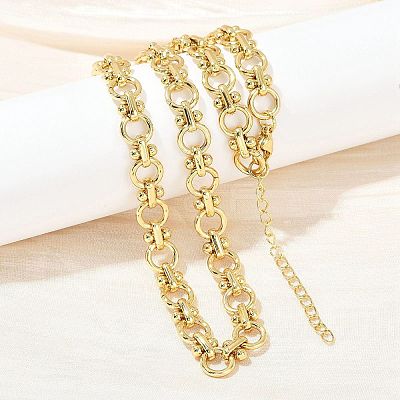 304 Stainless Steel Ring Link Chain Necklaces NJEW-H072-02B-G-1