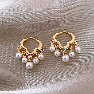 Cloud Alloy Plastic Imitation Pearl Chandelier Earrings FS-WGCF050-01-1