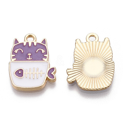 Golden Plated Alloy Enamel Pendants ENAM-T009-90C-RS-1