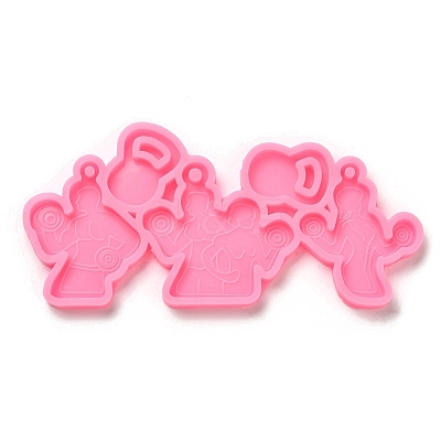 Fitness Theme Silicone Keychain Pendant Molds LS-AJEW-M221-05-1