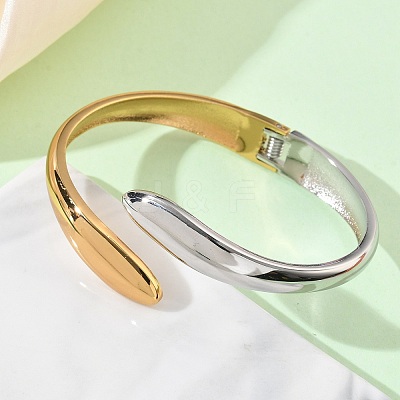 Two Tone 304 Stainless Steel Cuff Bangles BJEW-F540-04GP-1