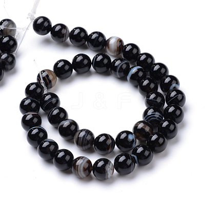 Natural Dyed & Heated Black Agate Bead Strands X-G-R412-19-6mm-1