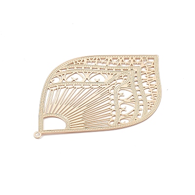 Brass Filigree Big Pendants KK-B064-05KCG-1