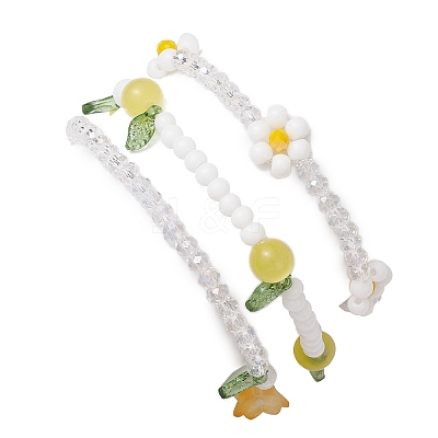 3Pcs 3 Colors Acrylic Charms Bracelets Sets for Women X1-BJEW-TA00577-01-1