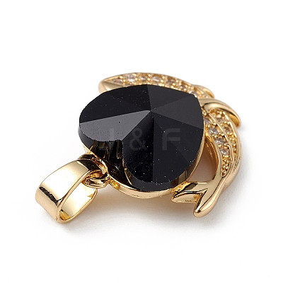 Real 18K Gold Plated Rack Plating Brass Micro Pave Cubic Zirconia Pendants KK-C015-28G-06-1